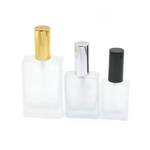 Empty Rectangular Frosted Glass Pump Bottle 30ml 50ml 100ml Glass Liquid Foundation Lotion Skin Care Bottle