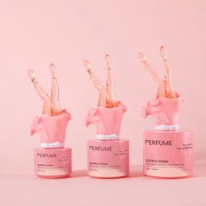 Empty Refillable Leak Proof 30ml 50ml 100ml Luxury Pink Glass Oil Perfume Spray Bottles with Beauty Leg Sculpture Cap