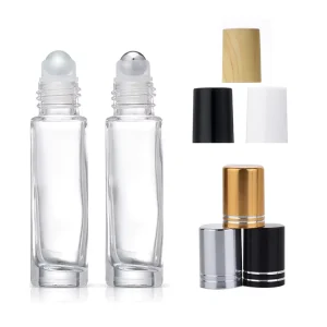Empty Refillable Thick Bottom 10ml Roller Bottle Clear Glass Essential Oil Perfume Deodorant Scents Roll on Bottle