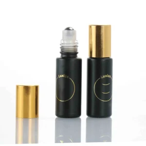 Empty Roll On Matte Black Bottles 5ml 10ml 15ml UV Fragrance Bottle with Glass Roller Metal Roller Ball for Perfume Oil