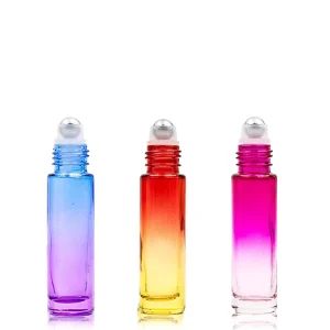 Empty Roll on Bottle 10ml Black Clear Gradient Glass Perfume Bottle with Stainless Roller Ball