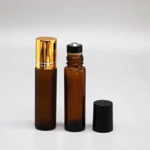 Empty Roller Bottles 10ml Amber Glass with Stainless Steel Ball for Essential Oils and Perfume Packaging