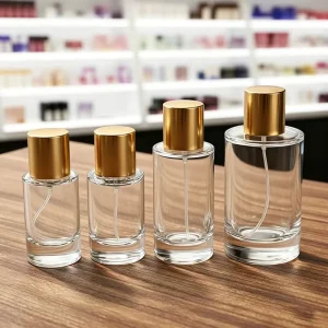 Empty Round Glass Spray Bottle in Bulk 10ml 15ml 20ml 30ml 50ml 100ml Unisex Perfume Bottle with 15mm Crimp Atomizer