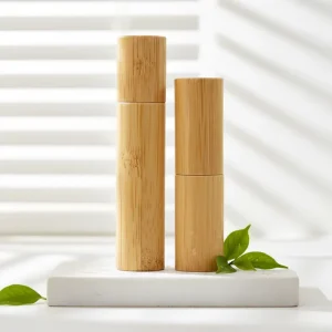 Essential Oil Packaging 3ml 5ml 10ml Bamboo Steel Roller Ball Perfume Bottle with Bamboo Cap