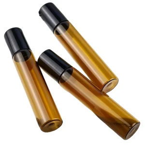 Essential Oil Perfume Roller Bottle Clear Amber Glass Bottle 1ml 2ml 3ml 5ml 10ml Glass Roll on Bottle with Metal Rollerball Cap