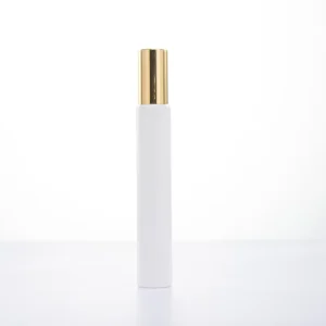 Essential Oil Perfume Use 10ml Frosted Matte White Roller Glass Roll on Bottle With Stainless Steel Roller Ball Gold Cap