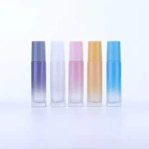 Essential Oil Roller Bottle Container 5ml 10ml Gradient Blue Yellow Pink Grey White Glass Roll on Perfume Bottle with Metal Ball