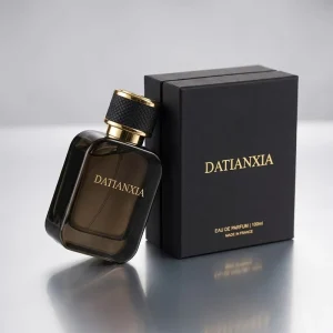Exclusive Custom Transparent Color Men’s Perfume Glass Bottle High end Perfume Bottle with Black Magnetic Cap Custom Gift Box