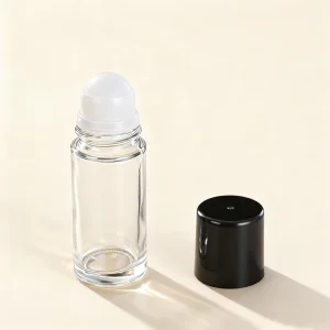 Factory 50ml Glass Roll On Bottle for Essential Oils and Perfume With Black Cap
