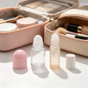 Factory 50ml Glass Round Roller Ball Bottle Deodorant Bottle Personalized Perfume Oil Bottle Serum Oil Roll on with PP Roll on