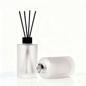 Factory Custom 100ml 120ml 200ml Empty Glass bottle Frosted Cylinder White Fragrance diffuser bottle with box