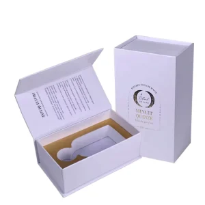 Factory Custom Cream White Magnet Perfume 50ml Packaging Boxes Magnetic Book Lid Closure Cosmetic Cardboard Rigid Eva Box