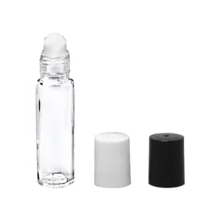 Factory Custom Design Empty 5ml Clear Frosted Screw Cap 20mm Neck Screen Printed Roll on Glass Perfume Roller Bottle