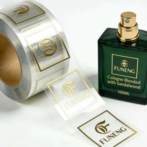 Factory Custom Label Perfume Sticker Waterproof Alcohol Resistant Gold Foil Clear Vinyl Label Sticker for Perfume Glass