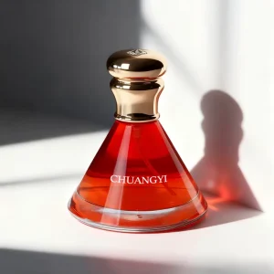 Factory Custom Luxury Round Glass Perfume Bottle with Box 50ml Pump Sprayer Unique Perfume Glass Bottle Zinc Alloy Lid