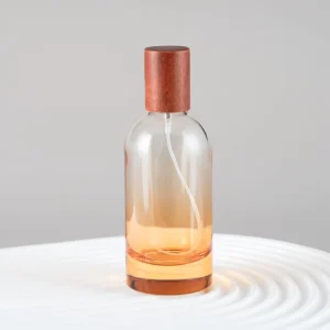 Factory Direct 50ml Amber Glass Empty Perfume Bottle with Natural Wooden Cap for Niche Cologne Branding