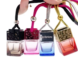 Factory Glass Car Perfume Bottles Mini Hang Screw Cap Car Aromatherapy Diffusion Bottle