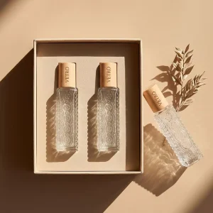 Factory Hot Selling 10ml 12ml Clear Glass Perfume Bottles Tall Slim Rectangle Gold Black Cap Textured Luxury Portable