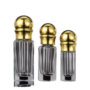 Factory Mini Refill 3ml 6ml 12ml Fragrance Glass Crystal Attar Perfume Bottles with Zinc Alloy Screw Cap