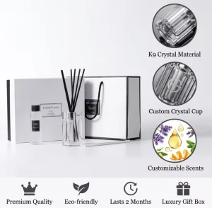 Factory OEM Luxury Aromatherapy Reed Diffuser Fragrance Perfume High end Gift Box Set Long lasting Scent Air Freshening Hotel