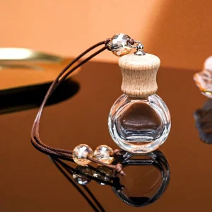 Factory Price Car Air Freshener Glass Bottle Mini Car Aromatherapy Diffuser Bottle with Wooden Lid