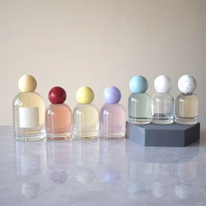 Factory Price Luxury 30ml 50ml 100ml Round Glass Perfume Bottle with Rall Cap Screen Printing Custom Logo Pump Sprayer with Box