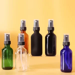 Fine Mist Refillable Glass Spray Bottles 1oz 2oz 4oz 8oz 16oz 8 oz Refillable Empty Green Amber clear boston Atomizer Bottles