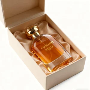 Flat Thick Bottom 100ml Glass Container Fancy Lovely Empty Glass Perfume Bottle with Gold Cap