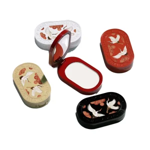 Flip Cover square Leather Magnetic Refill Lip Balm Box Metal Lipstick case Solid Perfume Container with Mirror