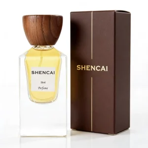 Fragrance Customized 30ml 50ml Heavy Base Rectangle Transparent Glass Empty Perfume Parfum Spray Bottle with Wooden Cap