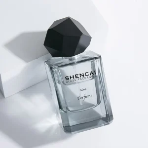 Fragrance Luxury 50ml Mist Sprayer Empty Black Translucent Rectangle Glass Perfume Men Parfum Bottle with Lid