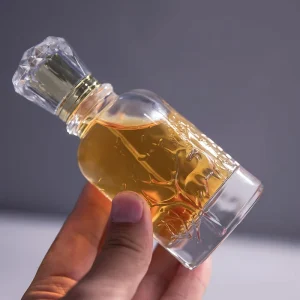 Fragrance Luxury Embossed Cylinder Perfume 100ml Glass Bottle with Decal and Pump Sprayer