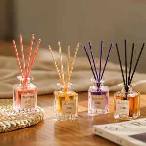Fresh Fruit Fragrance 50ml Screen Printed Glass Home Bedroom Aroma Air Freshener Aromatherapy Diffuser Bottle Aroma Stick