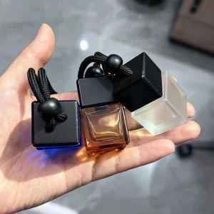 Frosted Brown Blue Gradient 8ml Square Glass Car Perfume Diffusion Bottle With Screw Cap