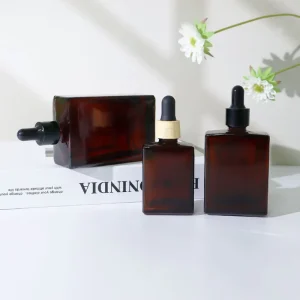 Full Sizes 30/50/100ml Matte Amber Square Glass Bottles for Aromatherapy and Chemical Liquid
