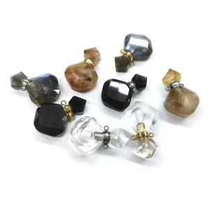 Gemstone Perfume Bottles Pendant Necklaces Vase Essential Oil Diffuser Charms Winter Accessories Gifts for Girl