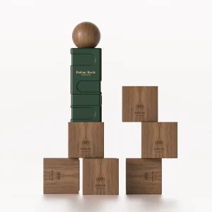 Glass Bottle Perfume Bottle with Round Cap and Wood Base New Design Luxury Style High End Empty Parfum Bottle