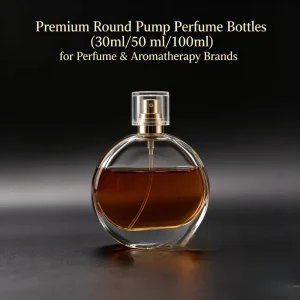 Glass Round Pump Perfume Bottles 30ml 50ml 100ml with Screen Printed Design for Perfume Aromatherapy Brands