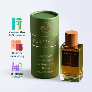 Gold Foil Perfume Bottle Cylindrical Box Packaging 50ml Eco Friendly Cosmetic Paper Tube Essential Oil Round Container