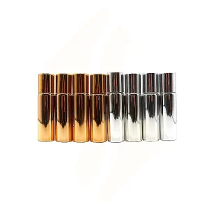 Gold Silver Color UV Printing Luxury Glass Essential Oil Perfume Roll on Bottle With Stainless Steel Roller Ball 10ml 5ml