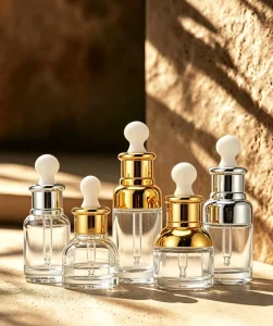 Gold Silver Lid Clear Glass Dropper Bottles Custom Gift Box Logo Essential Oil Skin Care Serum Cosmetic Packaging