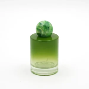 Gradient Green Perfume Bottle Round 30ml 50ml 100ml Spray Perfume Packaging with Resin Lid