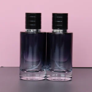 Gradient Purple Black Cylindrical Glass Perfume Spray Bottles with Silver Sprayer & Black Cap 50ml Empty Fragrance Container