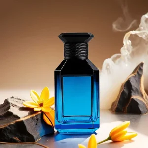 Gradient Square Glass Perfume Bottle 30ml 50ml 100ml Empty Crimp with Black Lid for Screen Printing