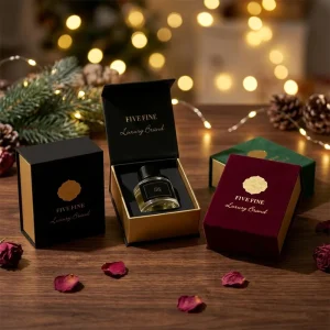 Handmade Magnetic Rigid Cardboard Cosmetic Gift Box Custom Logo Embossing Gold Foil UV Coating Perfume Packaging Boxes
