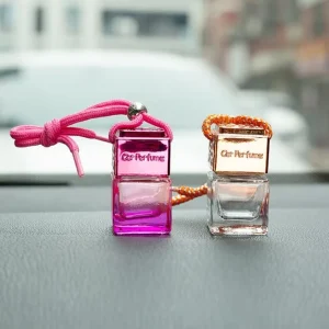 Hanging Car Air Freshener Car Diffuser Bottles Empty Glass Perfume Pendant for Essential Oil Fragrance Aromatherapy Bottle