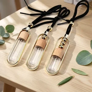 Hanging Car Air Freshener Glass Bottle Empty Clear Glass Essential Diffuser Oil Aromatherapy Fragrance Perfume Pendant Vials