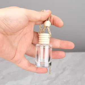 Hanging Car Aroma Bottle Diffuser 8ml 10ml Cork Sealed Frosted Empty Car Perfume Bottle with Wood Cap