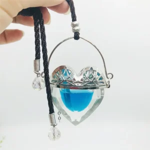 Heart Shaped 4 Ml Clear Color Crystal Perfume Pendant Car Air Freshener Hanging Glass Fragrance Bottle