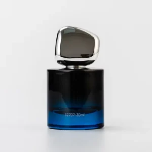 High End Dark Blue Customize Logo Glass 30ml Perfume Bottle with Unique Lid